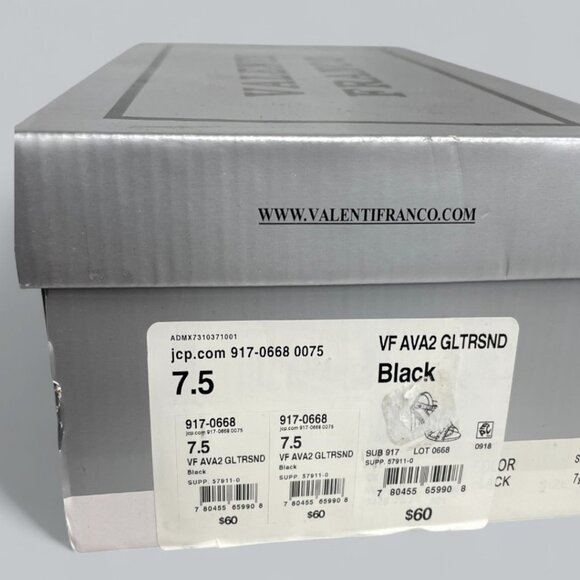 Valenti Franco Strappy Sandal Black Glitter Beaded High Heel Shoes Women's 7.5 - Picture 8 of 11